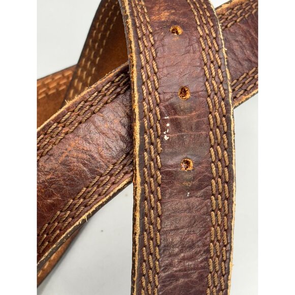 L.L. Bean Brown Leather Belt W/ Brass Buckle Size 38 - Picture 6 of 7